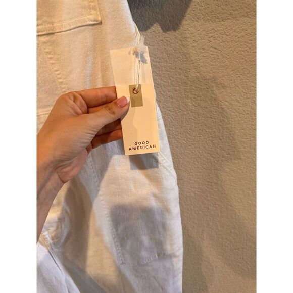 Good American Women's Fit For Success Denim Plazzo Jumpsuit Size 6 White NWT - Picture 4 of 4